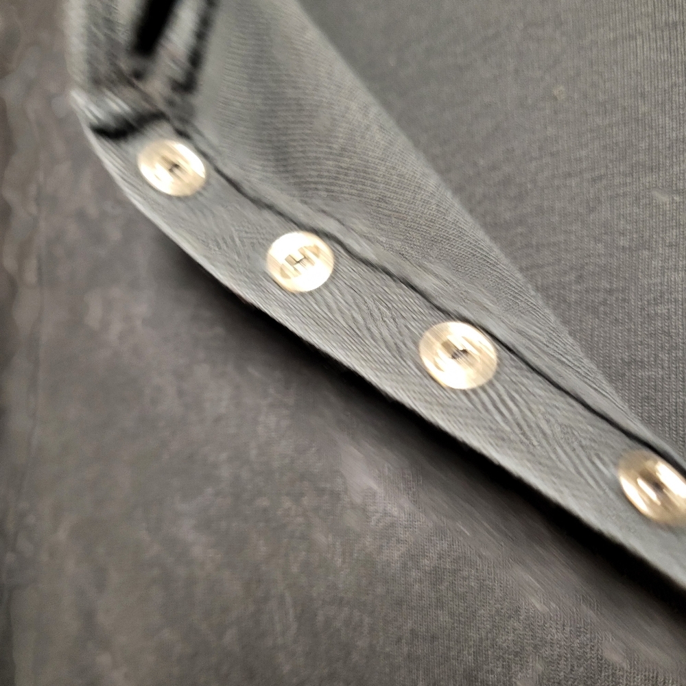 TRYST Vintage Lightweight Distressed Black Button Down Hoodie - Picture 8 of 10